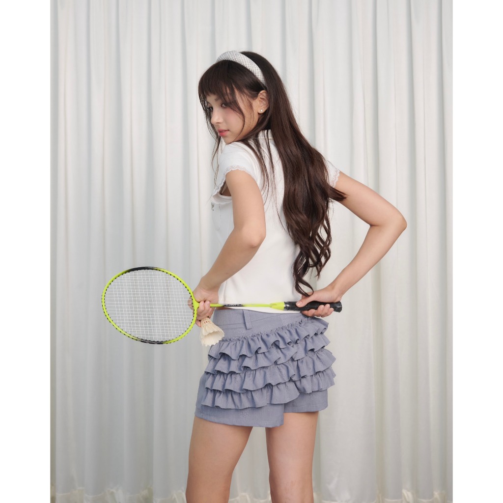 Skort สุดชิค - Remmus | ชุดเดรสผ้าลายดอกไม้ลายนูนสําหรับผู้หญิงดีเทลระบาย