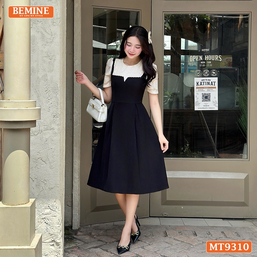Bemine MT9310 V-slit faux camisole เดรสจับจีบโบว์