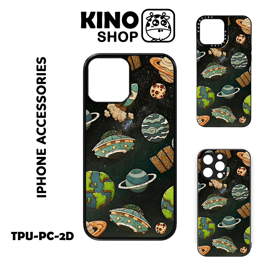 KINOSHOP เคสไอโฟน [OD 1006] พิมพ์ถ่ายเทความร้อน ฝาครอบกระจกอลูมิเนียมแบบยืดหยุ่น ป้องกันสีเหลือง สํา