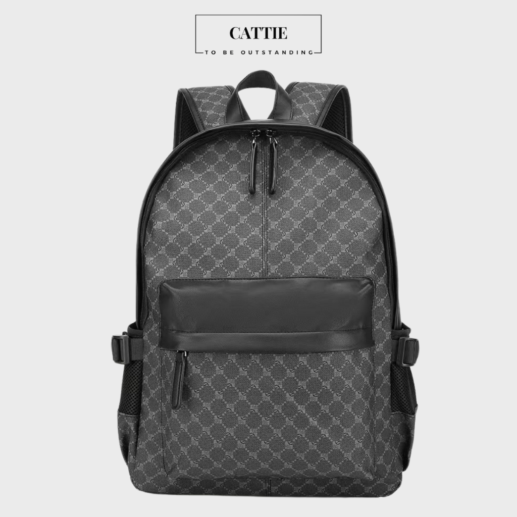 กระเป๋าเป้หนังแฟชั่น Lv Pu Leather Backpack High-Quality Pu Leather School Bag 15 Inch CATTIE CB039