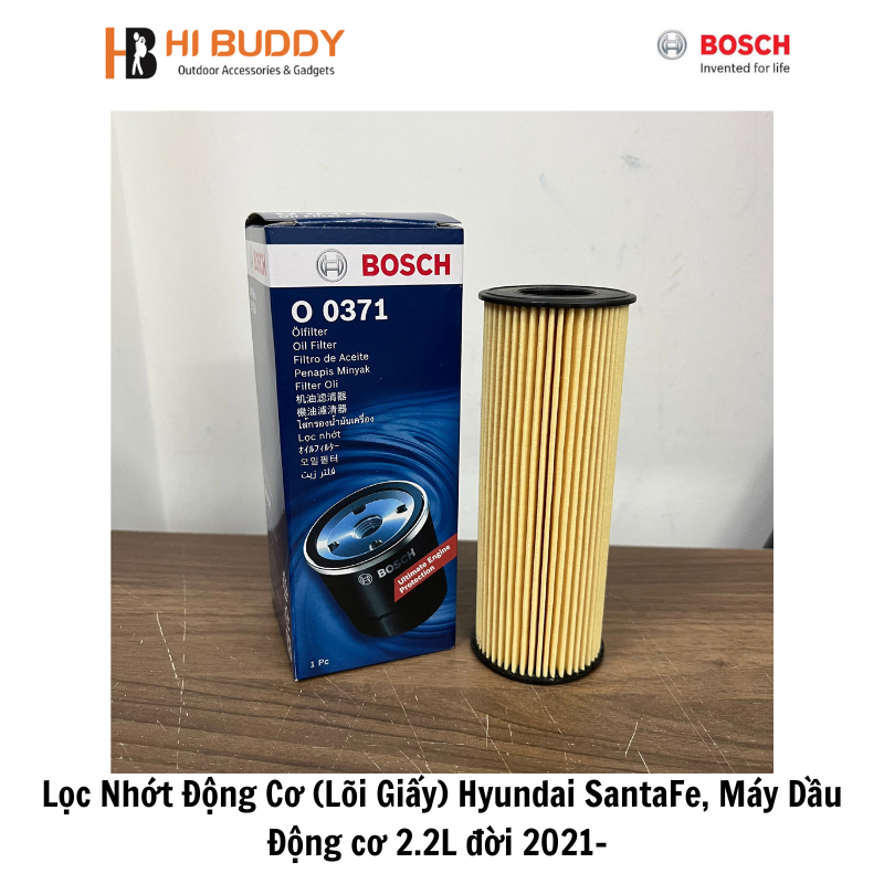 กรองน้ํามันเครื่อง BOSCH (แกนกระดาษ) O0371 Hyundai SantaFe, น้ํามันเครื่อง 2.2 ลิตร 2021
