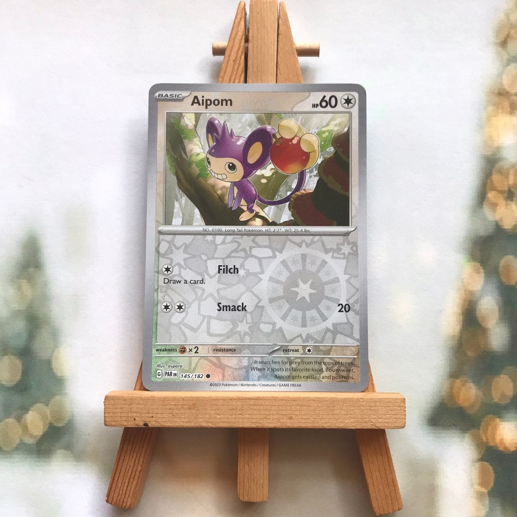 การ์ด Pokemon Aipom 145/182 - Scarlet & Violet: Paradox Rift Common Reverse Holo การ์ดภาษาอังกฤษ