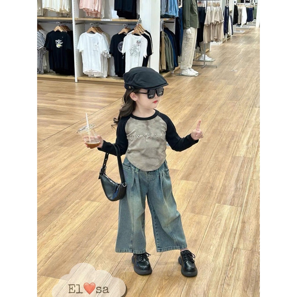 เสื้อผ้าเด็กผู้หญิง - Set Super Pretty Jeans Mix รองเท้าโลฟเฟอร์สําหรับเด็กอายุ 1-8 ปี