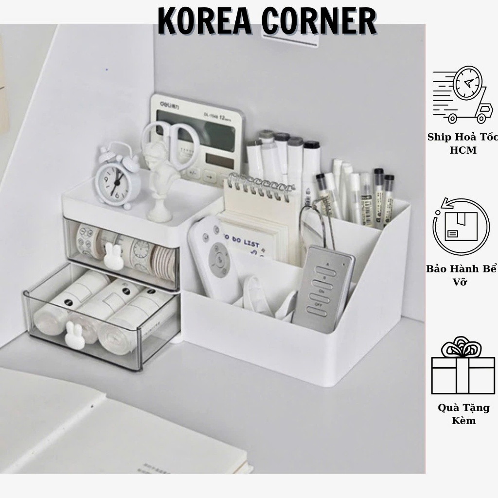 [มีจําหน่าย+ Express] MODEL 2 - MAKEUP DECOR STORAGE SHELF พร้อม 2 RABBIT BUTTON COMPARTMENTS