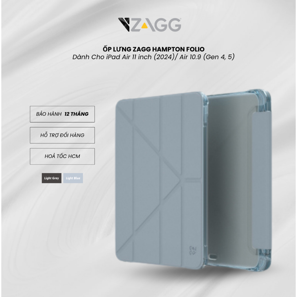 ZAGG Hampton Folio Case สําหรับ iPad Air 11 นิ้ว (2024)/ Air 10.9 (Gen 4, 5)