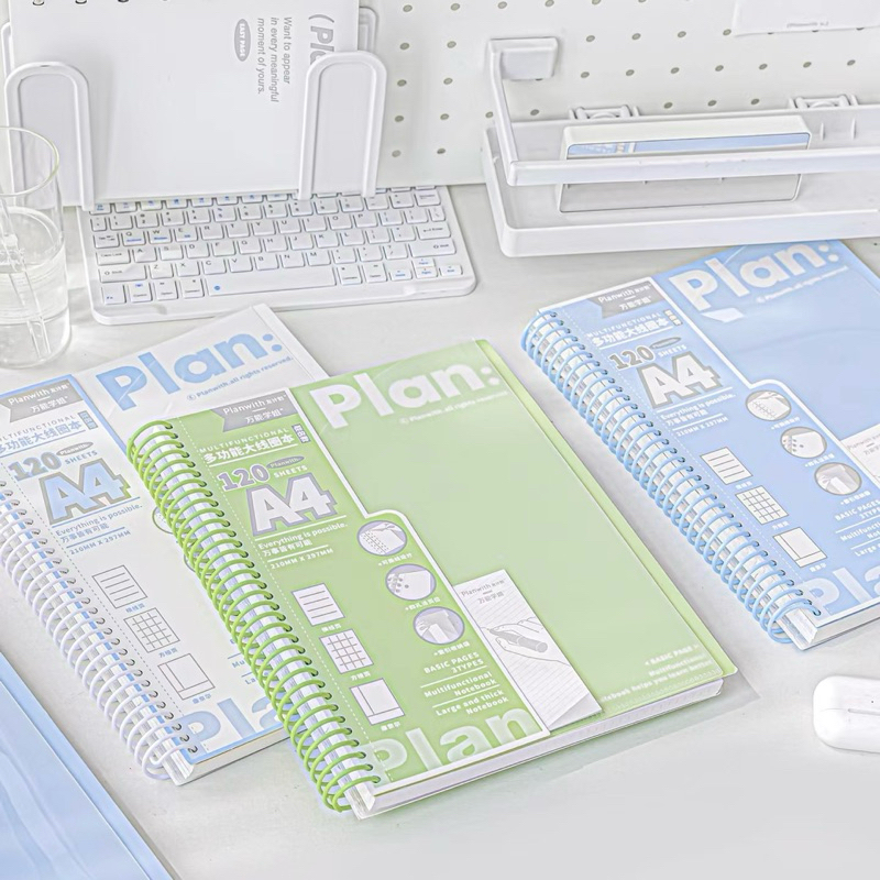 Planwith A4 Spring Notebook 120 หน้าอเนกประสงค์ 3 รูปแบบ - A4 Spring Notebook