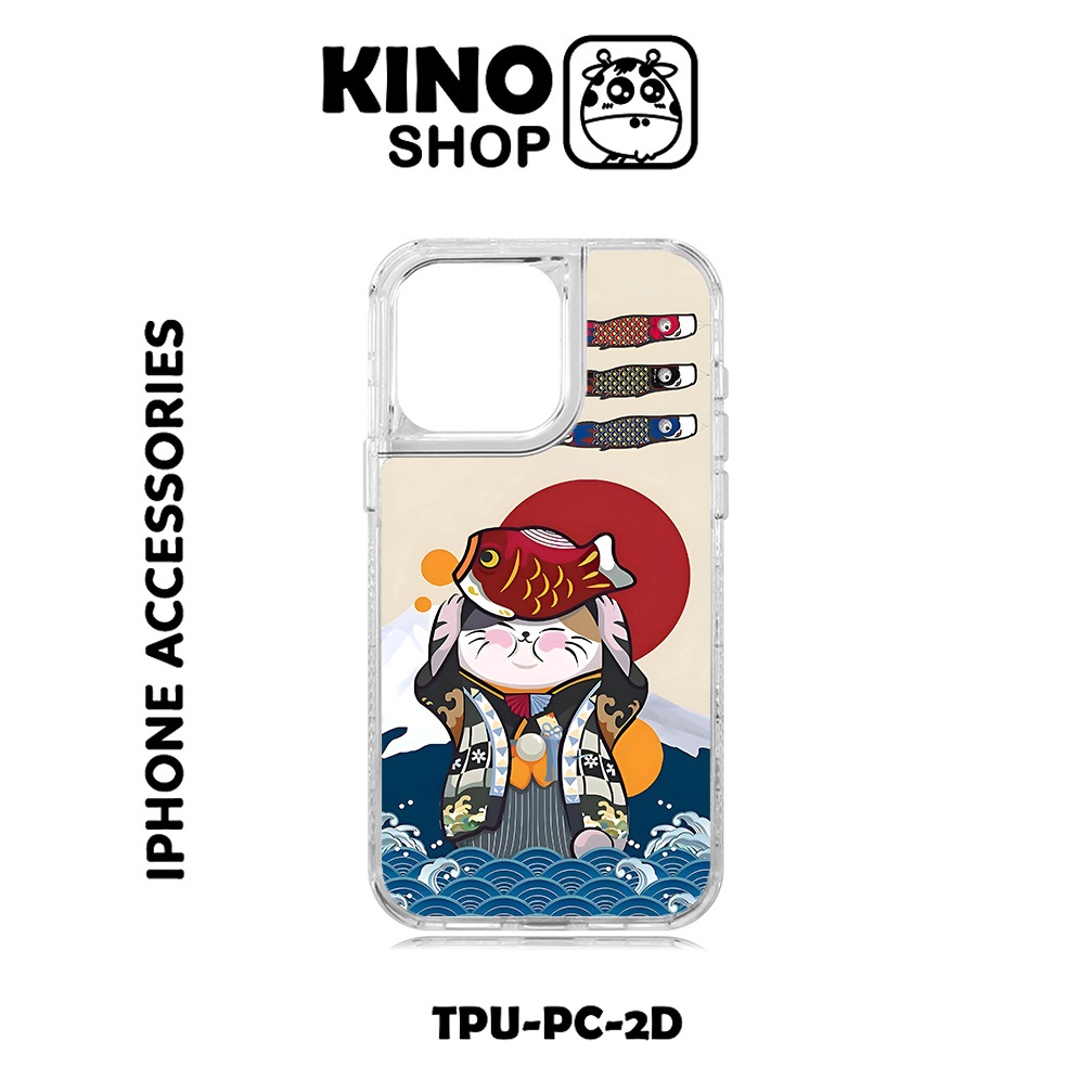 KINOSHOP เคสไอโฟน [KN 970] พิมพ์ถ่ายเทความร้อนขอบสีขาวใส 15 Pro Max 11 12 13 14 Pro
