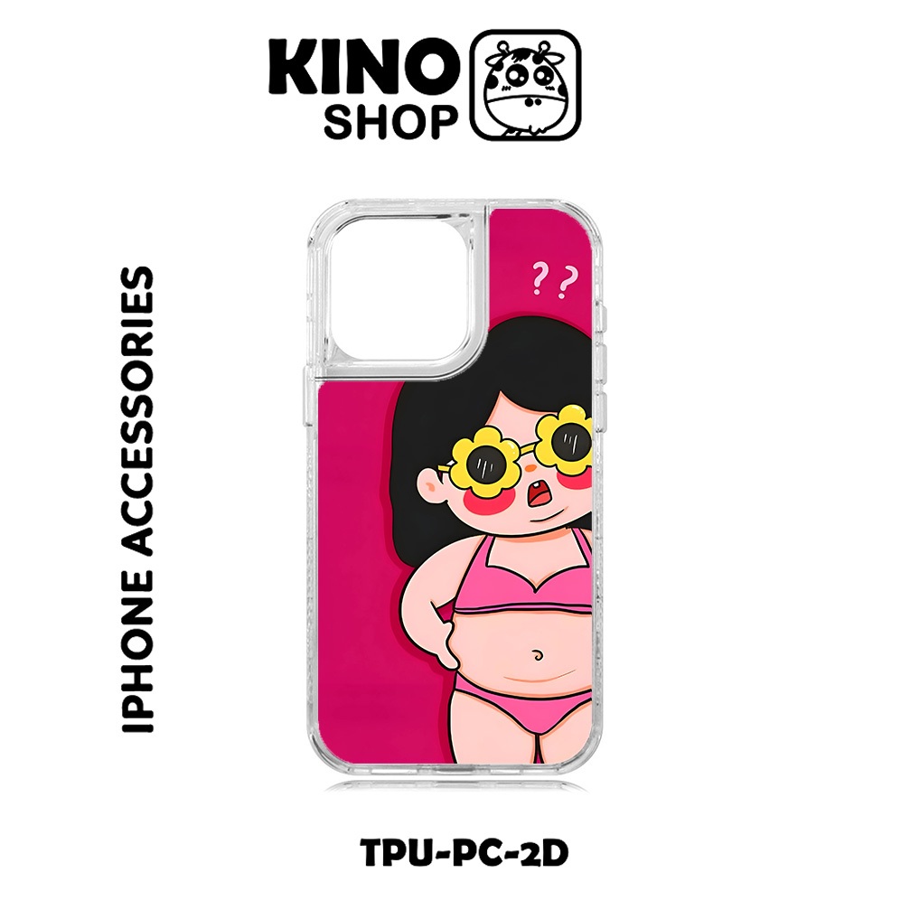 KINOSHOP เคสไอโฟน [KN 861] พิมพ์ถ่ายเทความร้อนขอบสีขาวใส 15 Pro Max 11 12 13 14 Pro