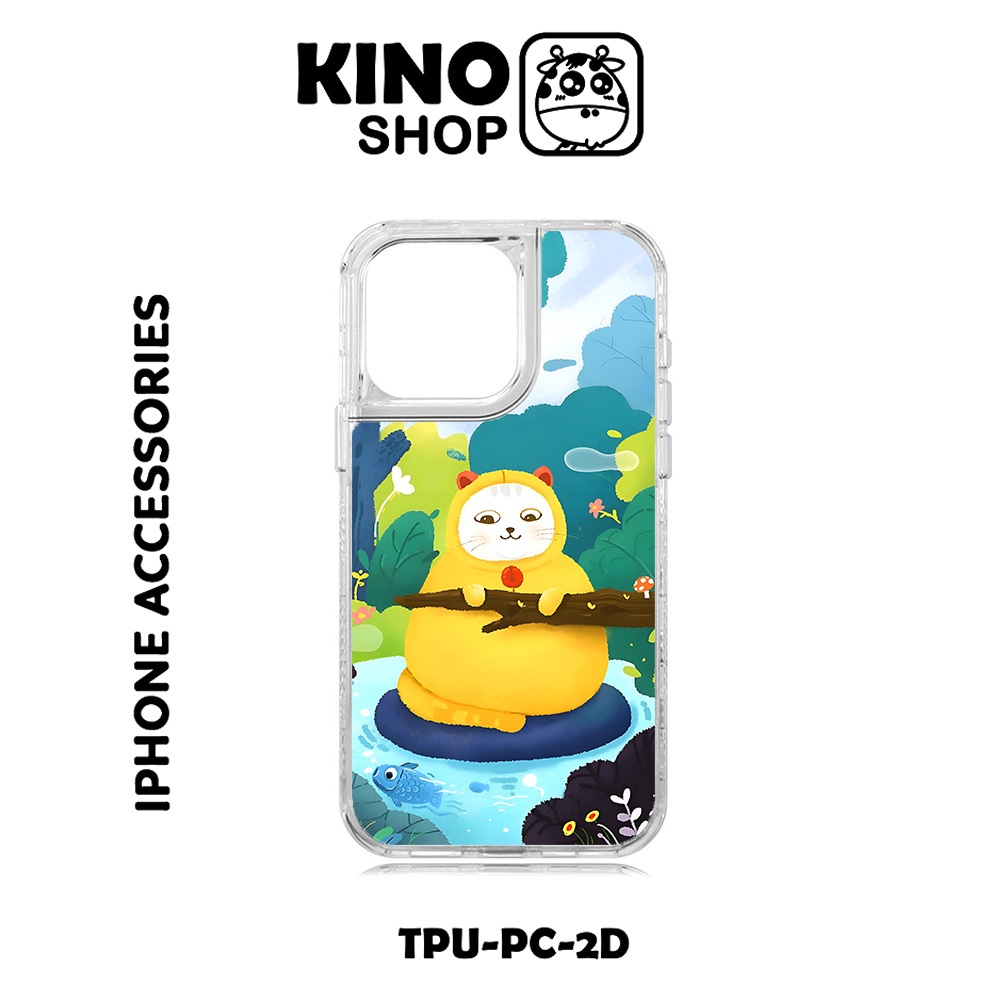 KINOSHOP เคสไอโฟน [KN 809] พิมพ์ถ่ายเทความร้อนขอบสีขาวใส 15 Pro Max 11 12 13 14 Pro