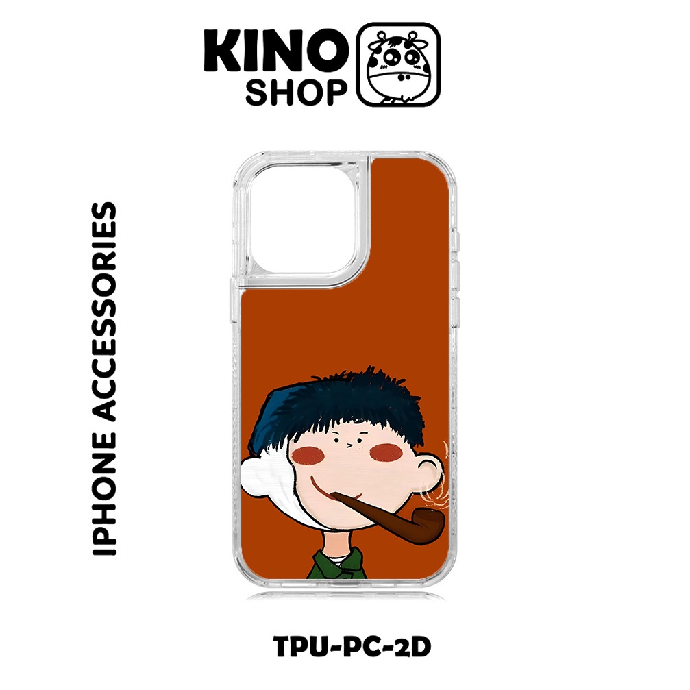 KINOSHOP เคสไอโฟน [KN 789] พิมพ์ถ่ายเทความร้อนขอบสีขาวใส 15 Pro Max 11 12 13 14 Pro