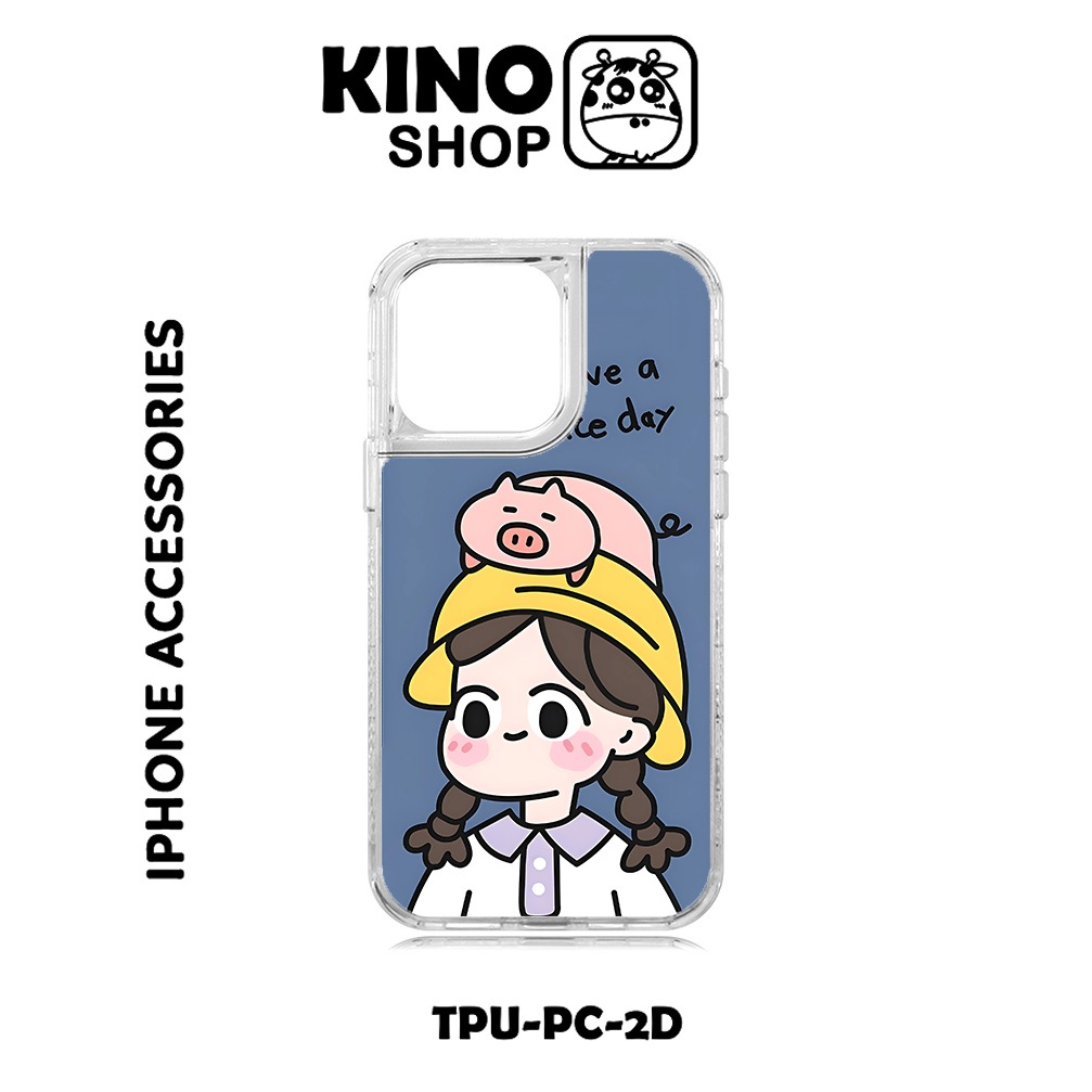 KINOSHOP เคสไอโฟน [KN 777] พิมพ์ถ่ายเทความร้อนขอบสีขาวใส 15 Pro Max 11 12 13 14 Pro