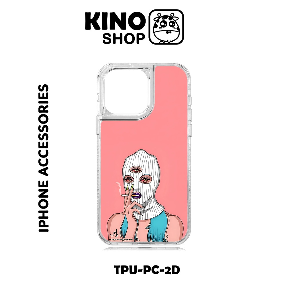 KINOSHOP เคสไอโฟน [KN 775] พิมพ์ถ่ายเทความร้อนขอบสีขาวใส 15 Pro Max 11 12 13 14 Pro