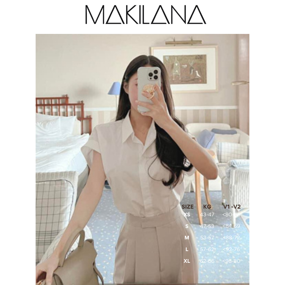 SM9 MAKILANA เสื้อเชิ้ตแขนสั้นผู้หญิง แบ็ตวิง หลากสี ทรงหลวม อ่อนโยน อ่อนเยาว์ สไตล์ไดนามิก SM9