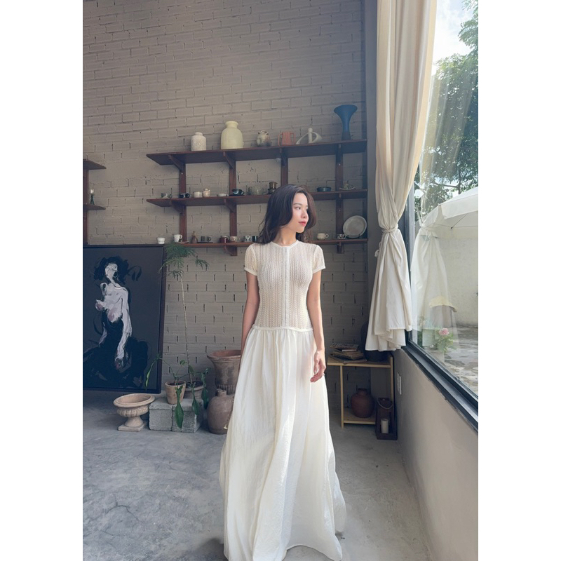 Helen DRESS - ชุดตาข่ายยาวมีกระดุมตามลําตัว