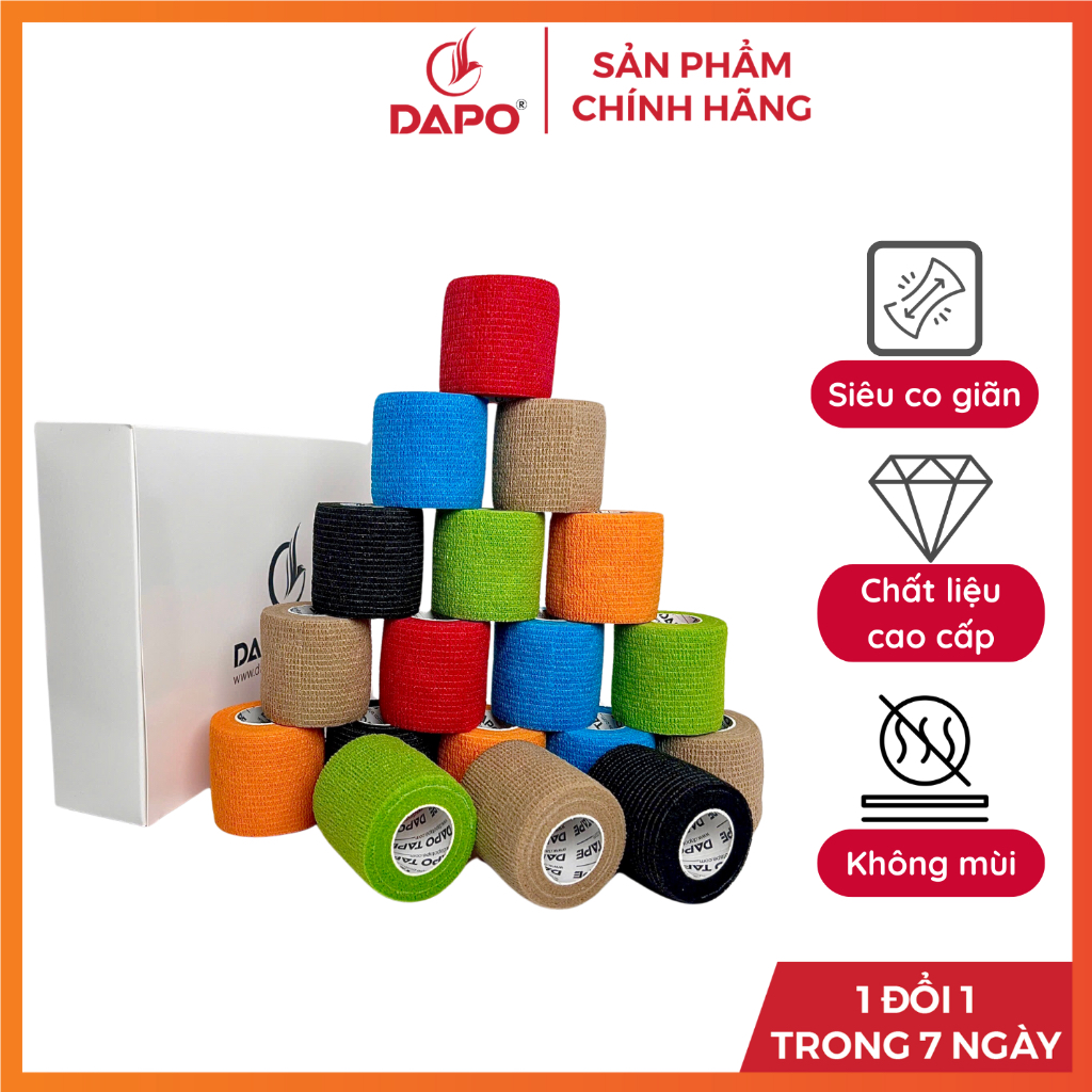 COMBO - เทปกีฬา, เทปข้อเท้า, เทปยืดหยุ่นแบบมีกาวในตัว Dapo Tape