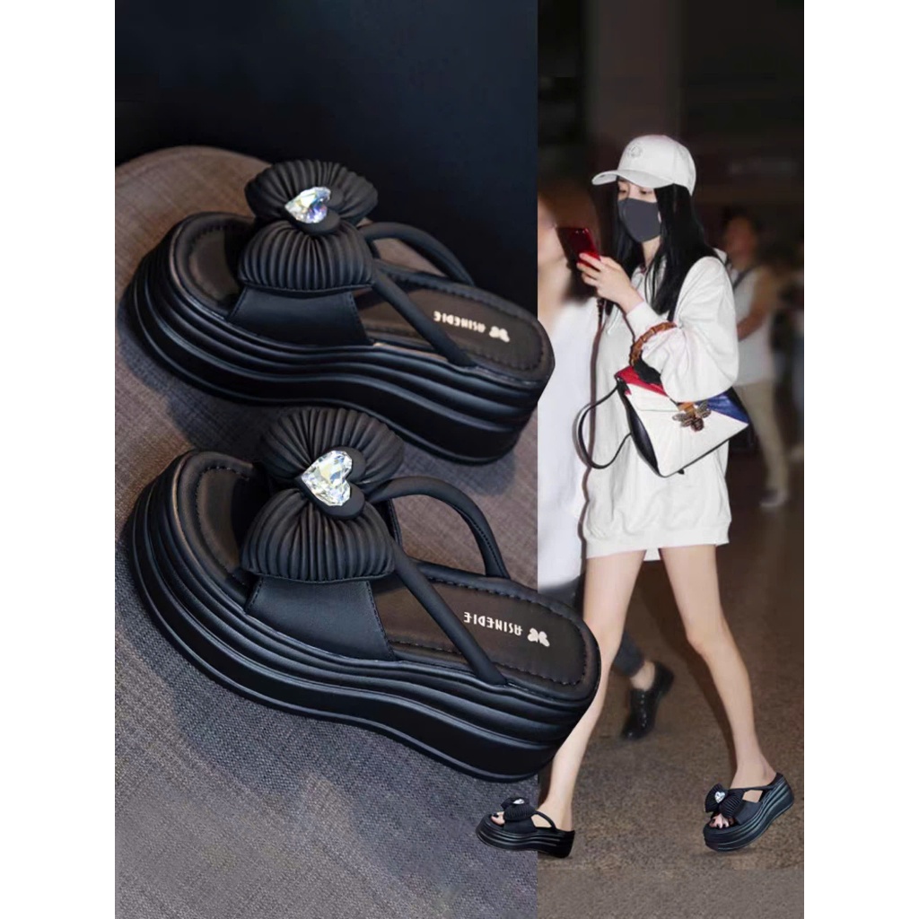 BM HEART BOW SLIPPERS หนังแท้คุณภาพสูง shhf1 JJUA JA2