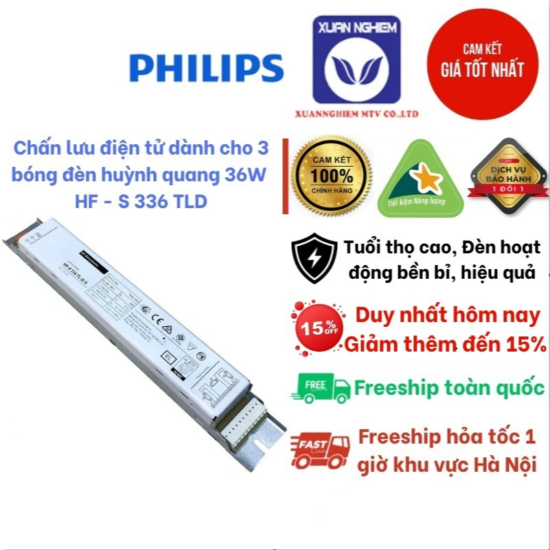 Philips บัลลาสต์อิเล็กทรอนิกส์สําหรับหลอดฟลูออเรสเซนต์ 3 หลอด 36W HF - S 336 TLD