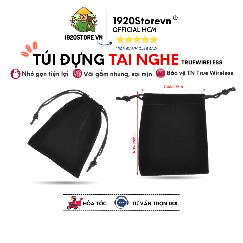 True Wireless Headphone Bag 1920Storevn Pouch HAVIT, SoundPeats, RockSpace Velvet Drawstring Fabric,