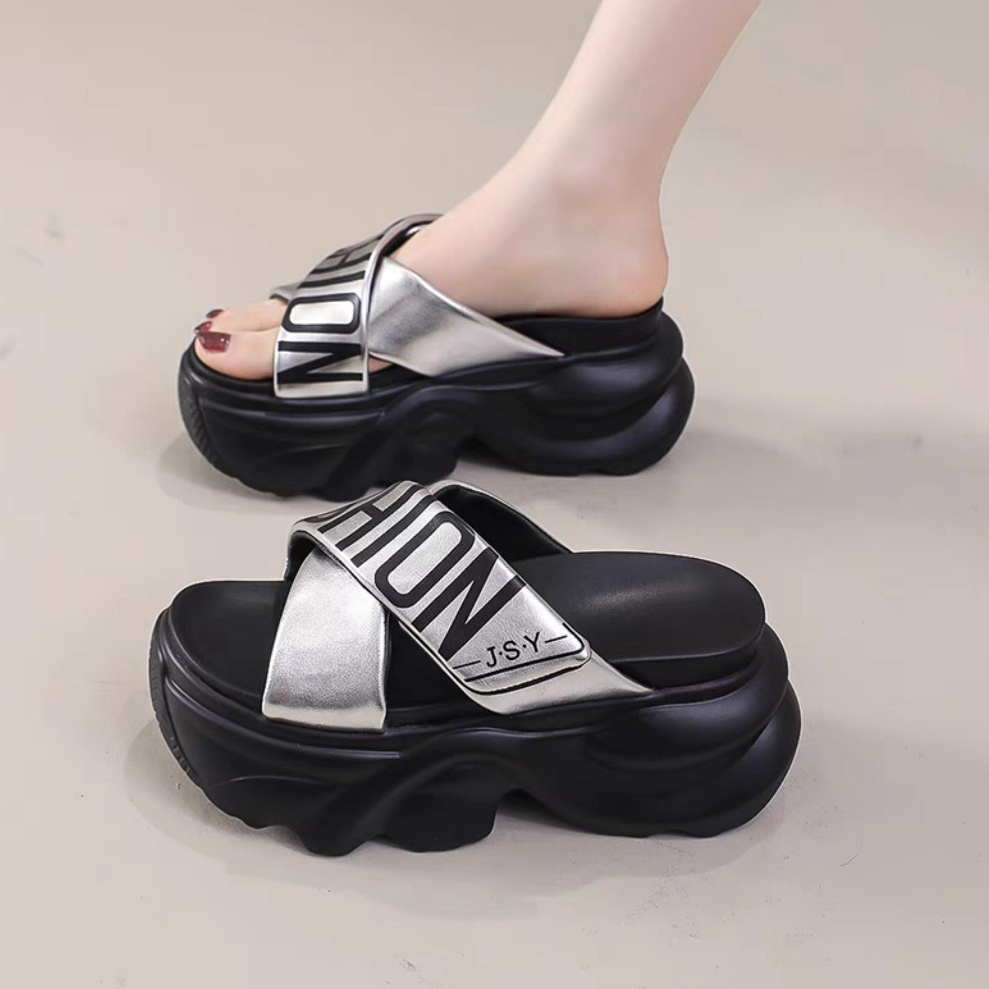 FASHION PRINTED CROSS-SANDAL SLIPPERS สินค้า QC คุณภาพสูง TGgu3 NN QQ