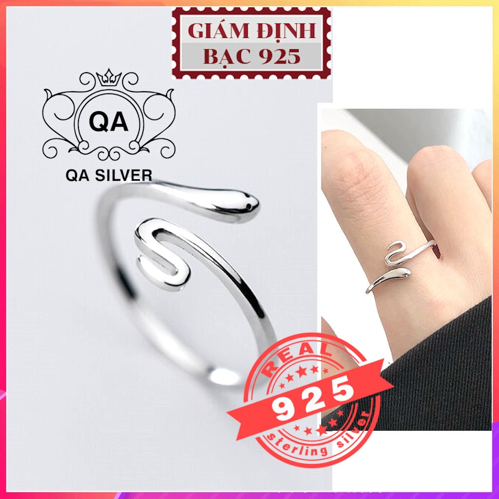 แหวนเงิน 925 ทรง SNAKE สําหรับผู้ชายและผู้หญิง ธรรมดา และเปิด มินิมอล ฟรีไซส์ S925 SNAKE QA SILVER R