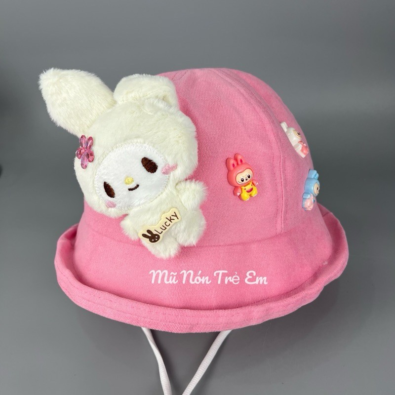 LUCKY RABBIT BUCKET HAT, LUCKY RABBIT BUCKET HAT สําหรับเด็กผู้หญิงที่มีเส้นรอบวง 48-52cm