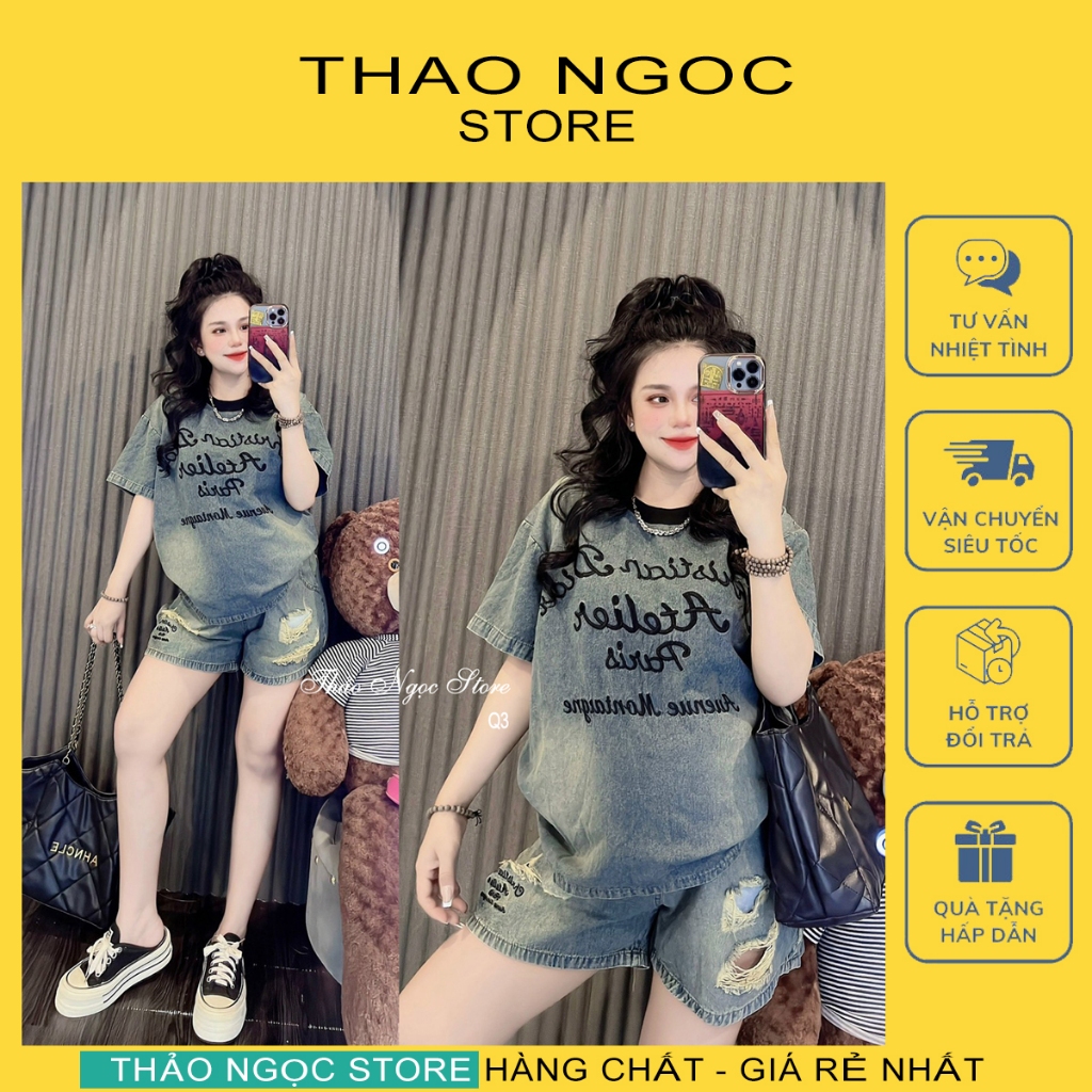 เซตยีนส์ เสื้อปัก กางเกงขาสั้นขาด! ร้านท้าว NGOC
