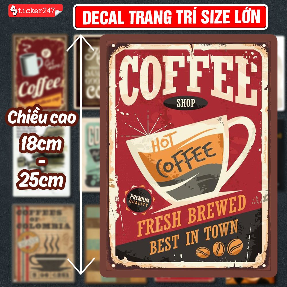 ภาพวาดติดผนังขนาดใหญ่พร้อมกาแฟ, รถยนต์, ธีมดนตรี Retro Vintage Decal สติกเกอร์ร้านกาแฟ, สติกเกอร์ตกแ