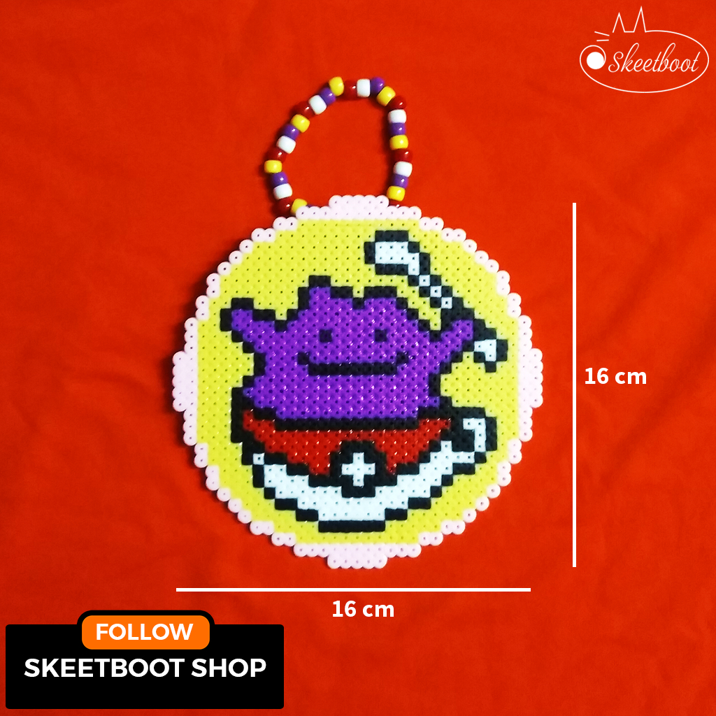 สร้อยคอ Kandi pokemon Ditto - สร้อยคอ Ditto perler - เครื่องประดับเทศกาล rave edm