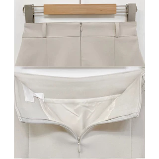 Susu clothing midi กระโปรงสํานักงาน 2 ชั้นตัวยาวมีซับในด้านใน กระเป๋า และเข็มขัดหนัง cv1