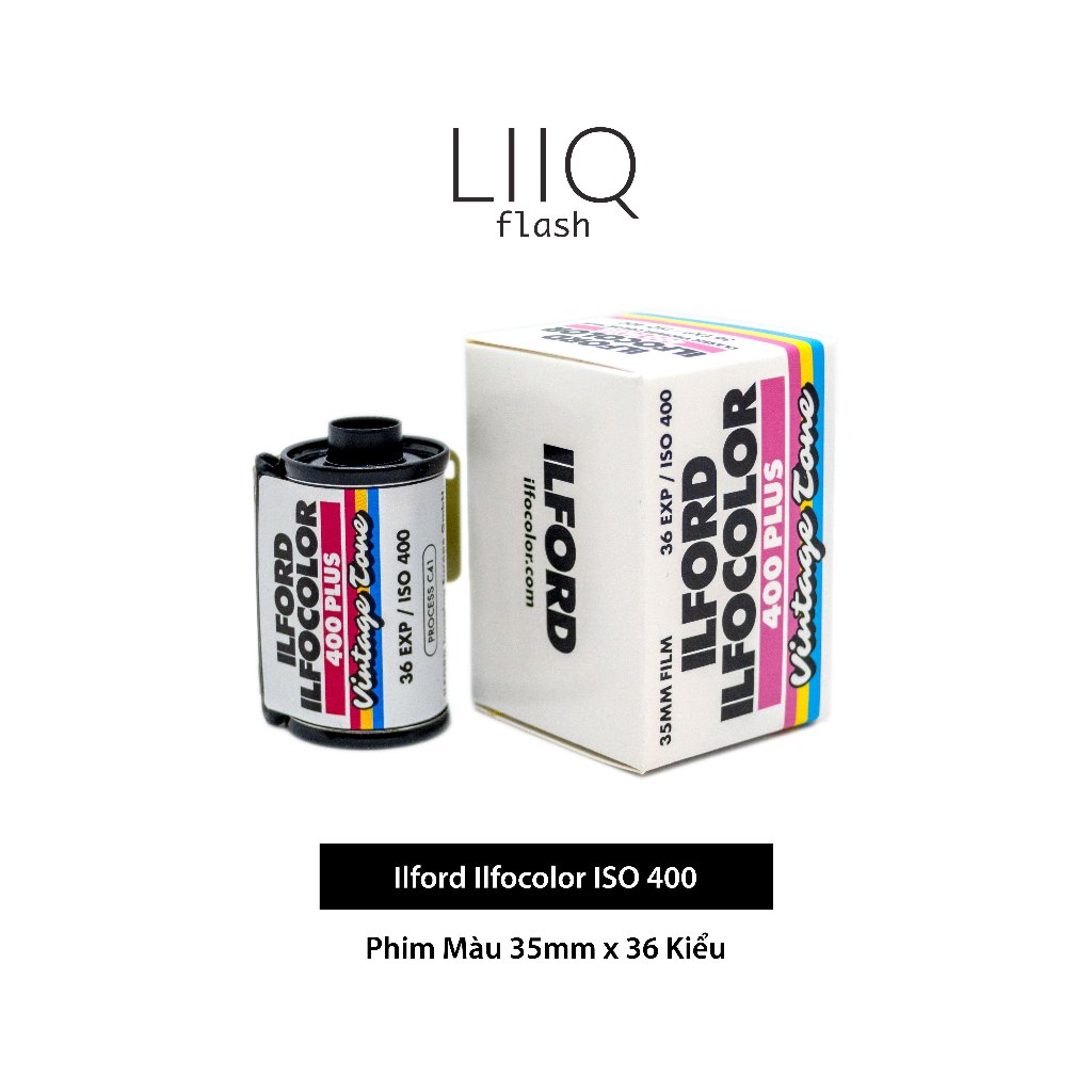 ฟิล์ม Ilford Ilfocolor ISO 400, สี, 135/35mm x 36 Type, Date Print สําหรับกล้องฟิล์ม - LIIQ Flash