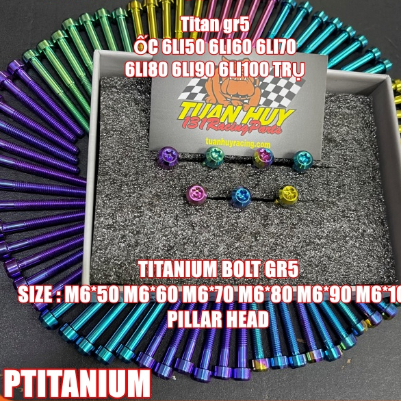 สกรูไทเทเนียม gr5 6mm กระบอก 6li50 6li60 6li65 6li70 6li80 6li90 (ไทเทเนียมเกรด 5 หัวเสา 6x50 6x60 6x65 6x70 6x80 6x90)