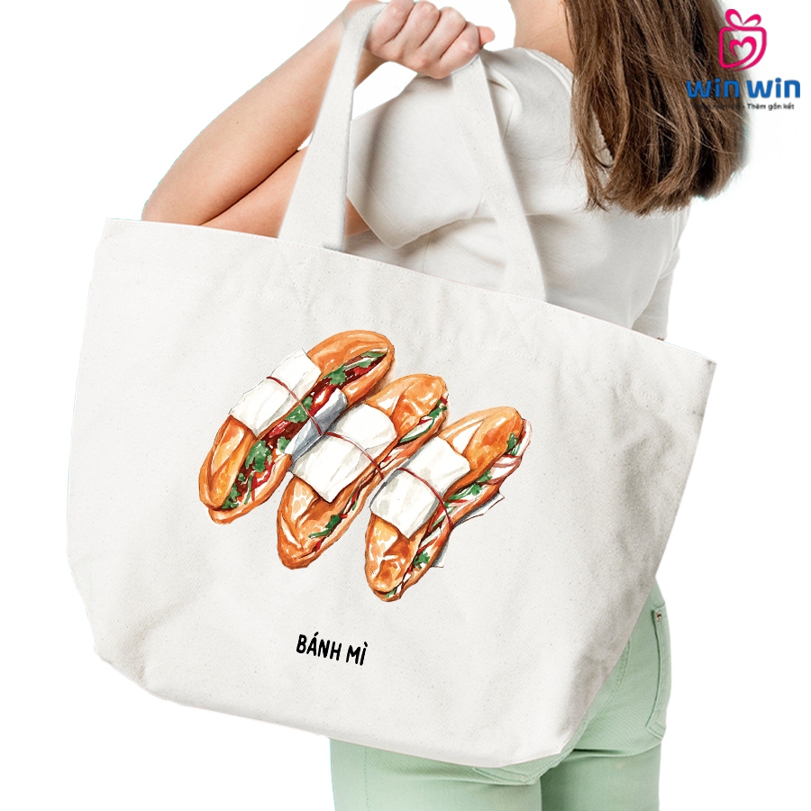 [ไม่มีซิป] Win Win กระเป๋าผ้าแคนวาส Vietnam Food collection B
