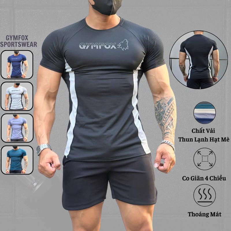 เสื้อยืดกีฬา Gymfox พร้อมเสื้อคลุมเอวทําจากน้ํามันงาระบายอากาศผ้ายืดหยุ่น Body Form