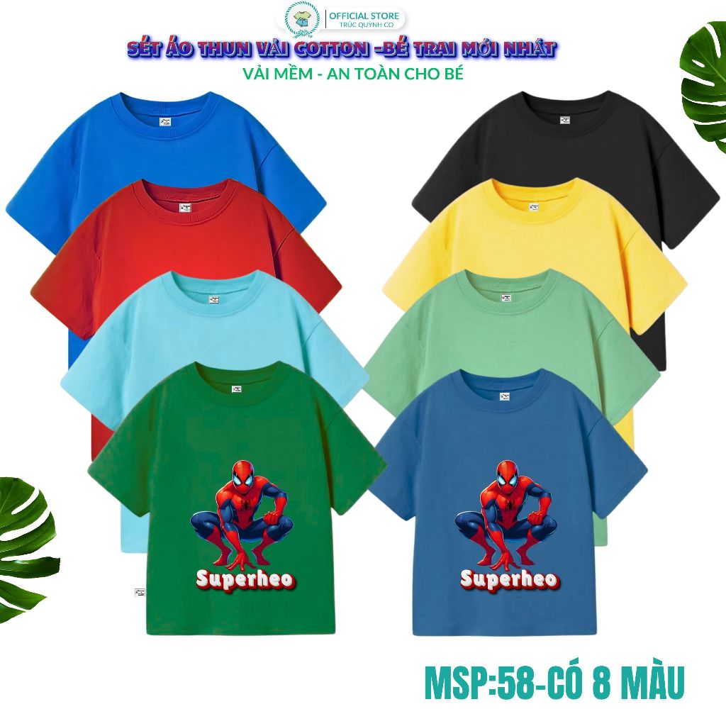 เสื้อยืดเด็ก - Truc Quynh co - พิมพ์ลายสไปเดอร์แมน ผ้านุ่ม เย็นสบาย ผ้าคอตตอนคุณภาพสูง ไซส์ตั้งแต่ (