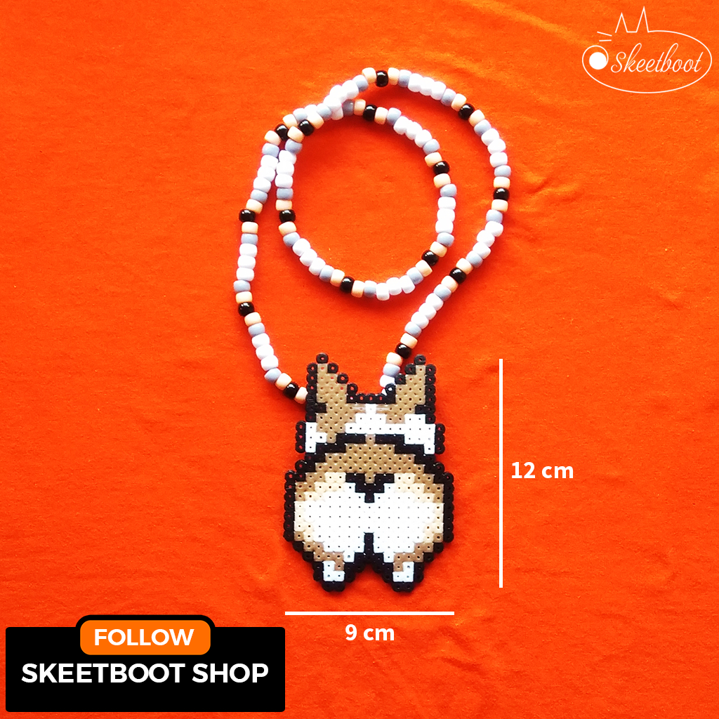 สร้อยคอคังดีก้นสุนัขคอร์กี้ - สร้อยคอเพอร์เลอร์ก้นคอร์กี้ - เครื่องประดับเทศกาล rave edm