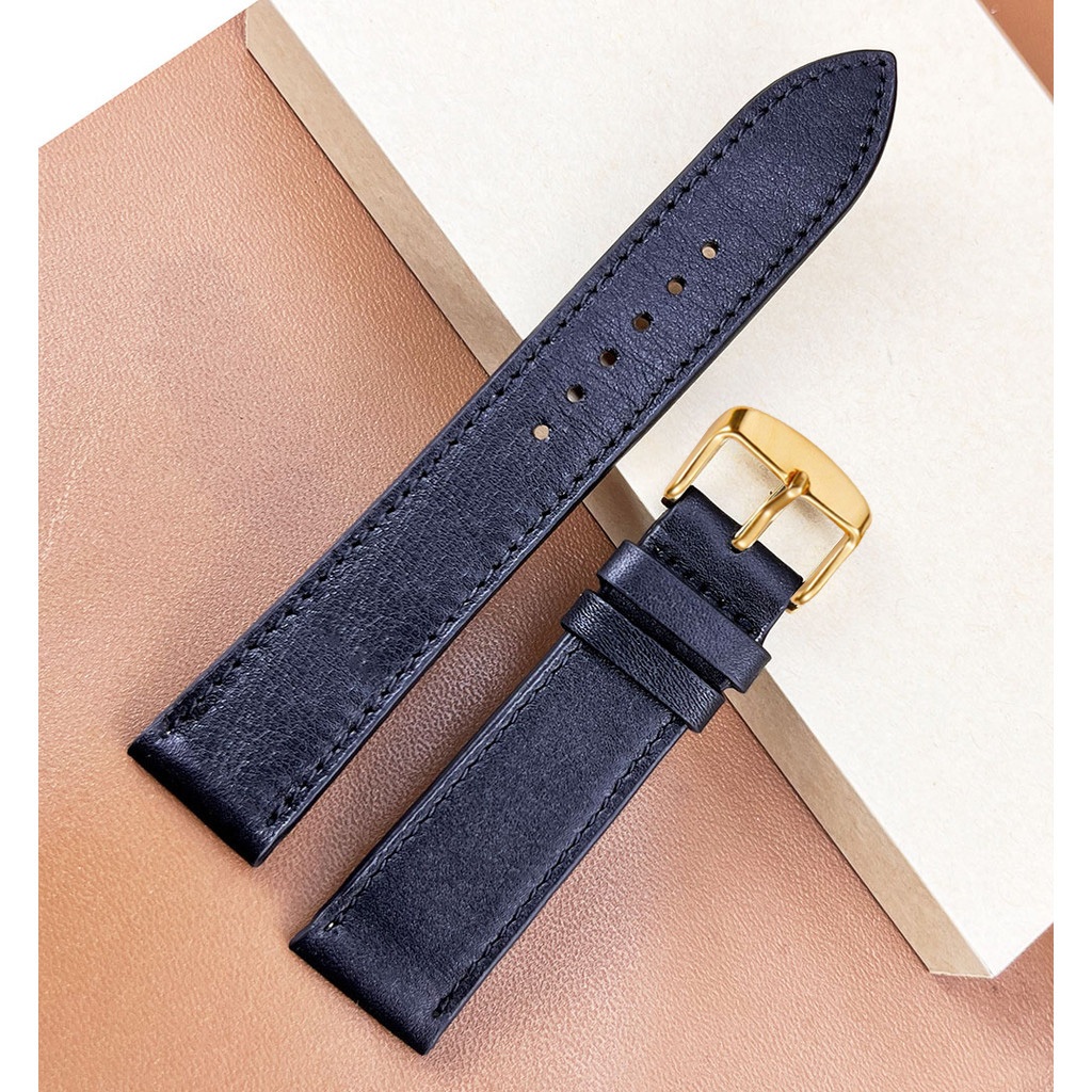 XO (BLACK x THIN PHOM) BO-87 สายนาฬิกาหนังวัวแท้ สายหนังพร้อมหัวเข็มขัดเข็ม + สปริงพิน