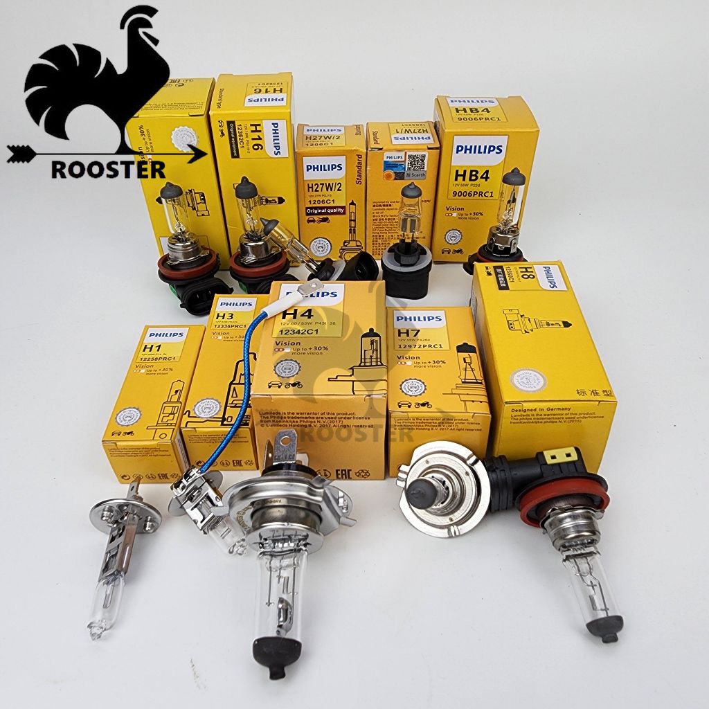 หลอดไฟ 12V: H1, H3, H4, H7, H8, H11, H16, H27(880), H27(881), HB3(9005), HB4(906)