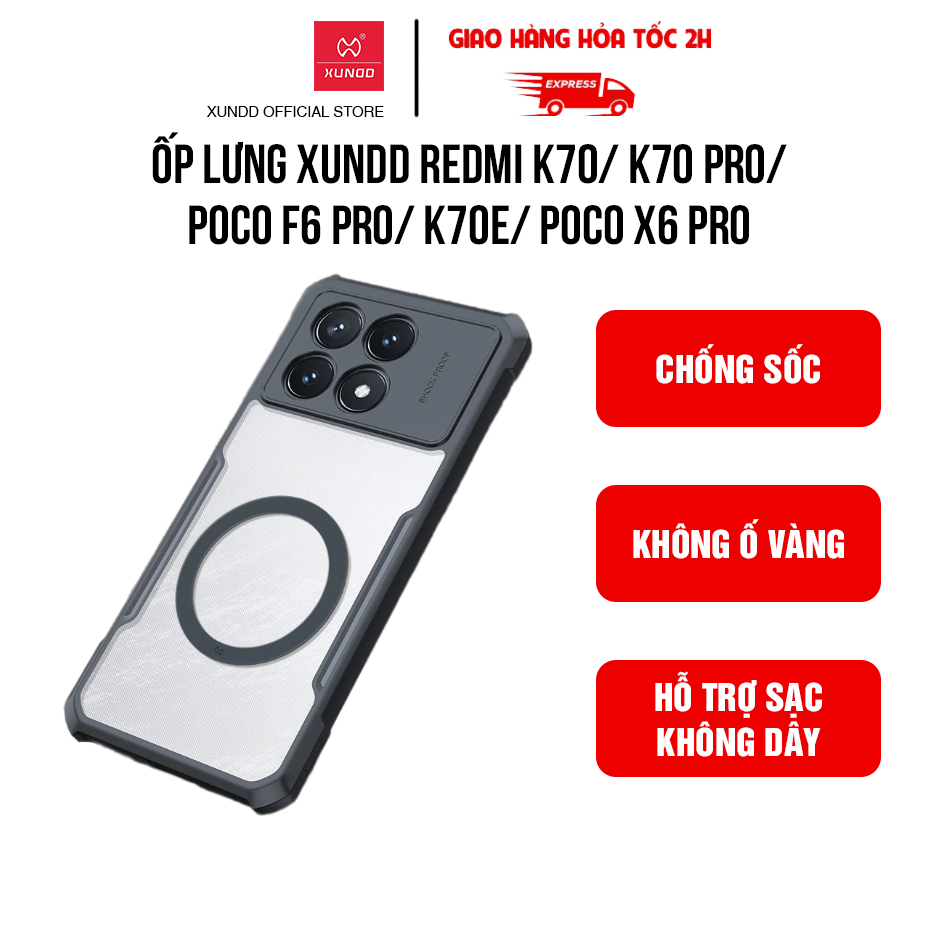XUNDD Redmi K70/ K70 Pro/ POCO F6 Pro/ K70E/ POCO X6 Pro Case (Better MAGNETIC) - กันกระแทก รองรับกา