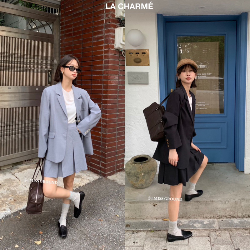 ชุดเสื้อกั๊กมีกระเป๋าแนวนอน 10299 + กระโปรงพลีท 60560 ISS GROUND