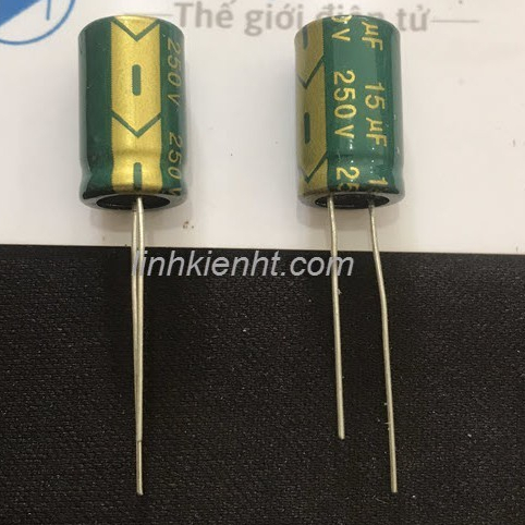 10 CAPACITORS 15UF 250V 10X17MM GREEN CAPACITOR 250V 15UF