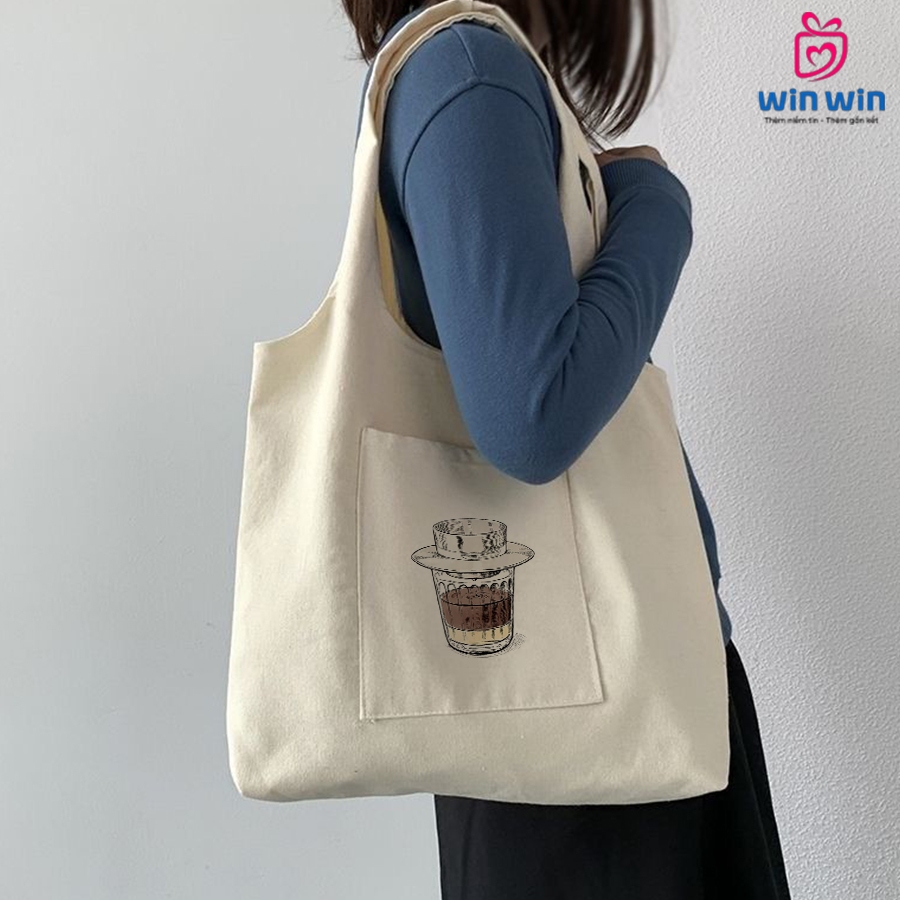 [ไม่มีซิป] กระเป๋าผ้าแคนวาสไร้ตะเข็บ Net Viet ขนาด 40x30cm|WIN WIN