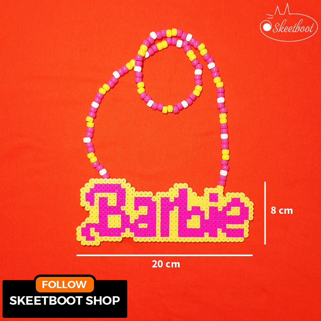 สร้อยคอบาร์บี้ Kandi WITH LED LIGHT - สร้อยคอบาร์บี้เพอร์เลอร์สีชมพู - เครื่องประดับเผ่างานเทศกาล ed