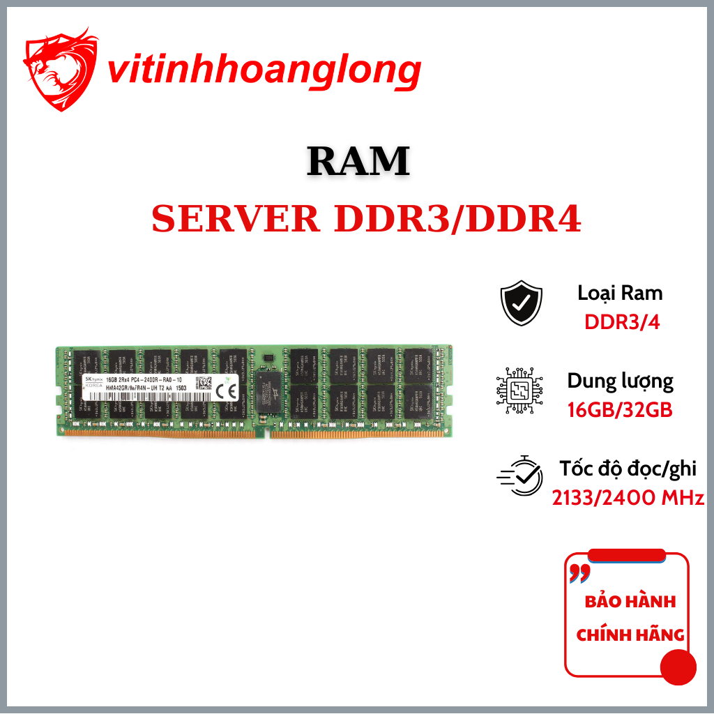Ram สําหรับเซิร์ฟเวอร์ 16GB, 32GB ECC REG รถบัส 1600,1866, 2133, 2400, 2666, DDR3/DDR4