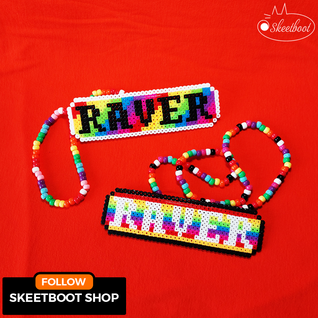 สร้อยคอ Kandi Raver - สร้อยคอ RAVEER perler หลากสี - เครื่องประดับเทศกาล edm