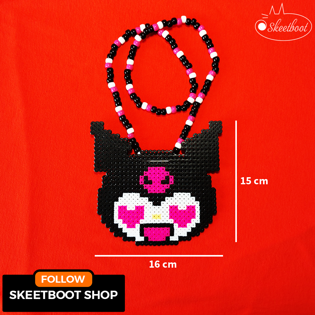 สร้อยคอ Kandi Kuromi พร้อม LED LIGHT - สร้อยคอ Sanrio perler หลายรุ่น - เครื่องประดับเทศกาล edm