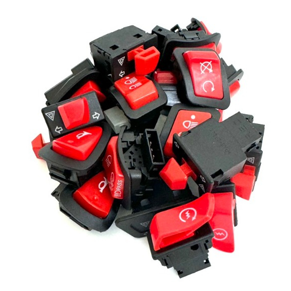 Bar Shape Red Switch-30mm-ไฟหน้ารถใหม่ Cos Switch-Passing-Stop-Wave Trend 2024 ปุ่มหยุด