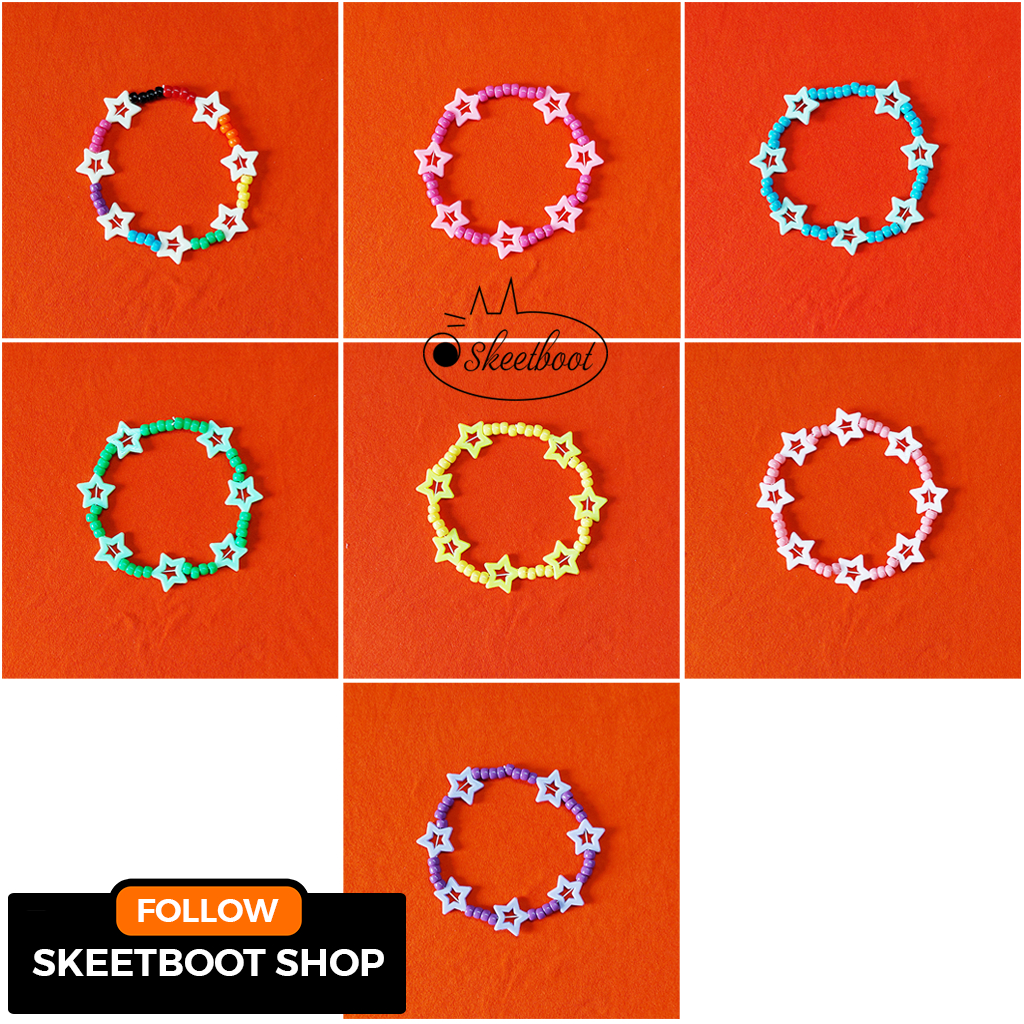 สร้อยคอ Kandi พร้อมดาวและดอกไม้ - รุ่นคล้องคอ - เครื่องประดับแกะสลักสุดเท่ เทศกาล edm