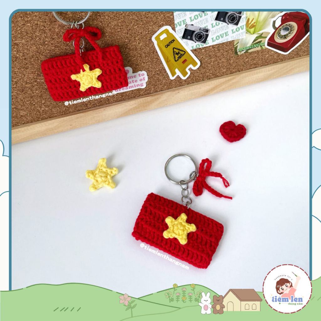 พวงกุญแจขนสัตว์ Vietnam Flag (2 ด้าน)