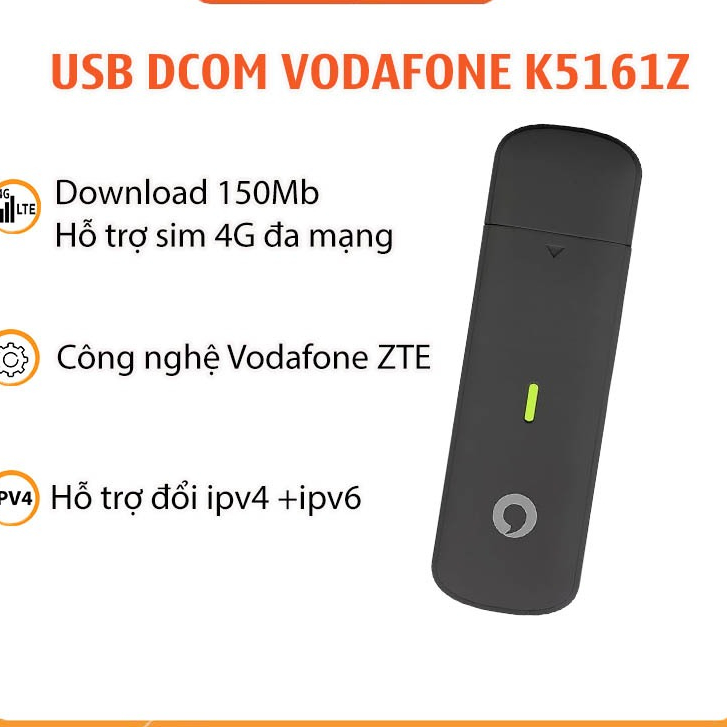 USB Dcom 4G Vodafone K5161z, ZTE MF833 ความเร็ว 150Mb ใช้งานได้หลายเครือข่าย, รองรับ IP เปลี่ยนการเช