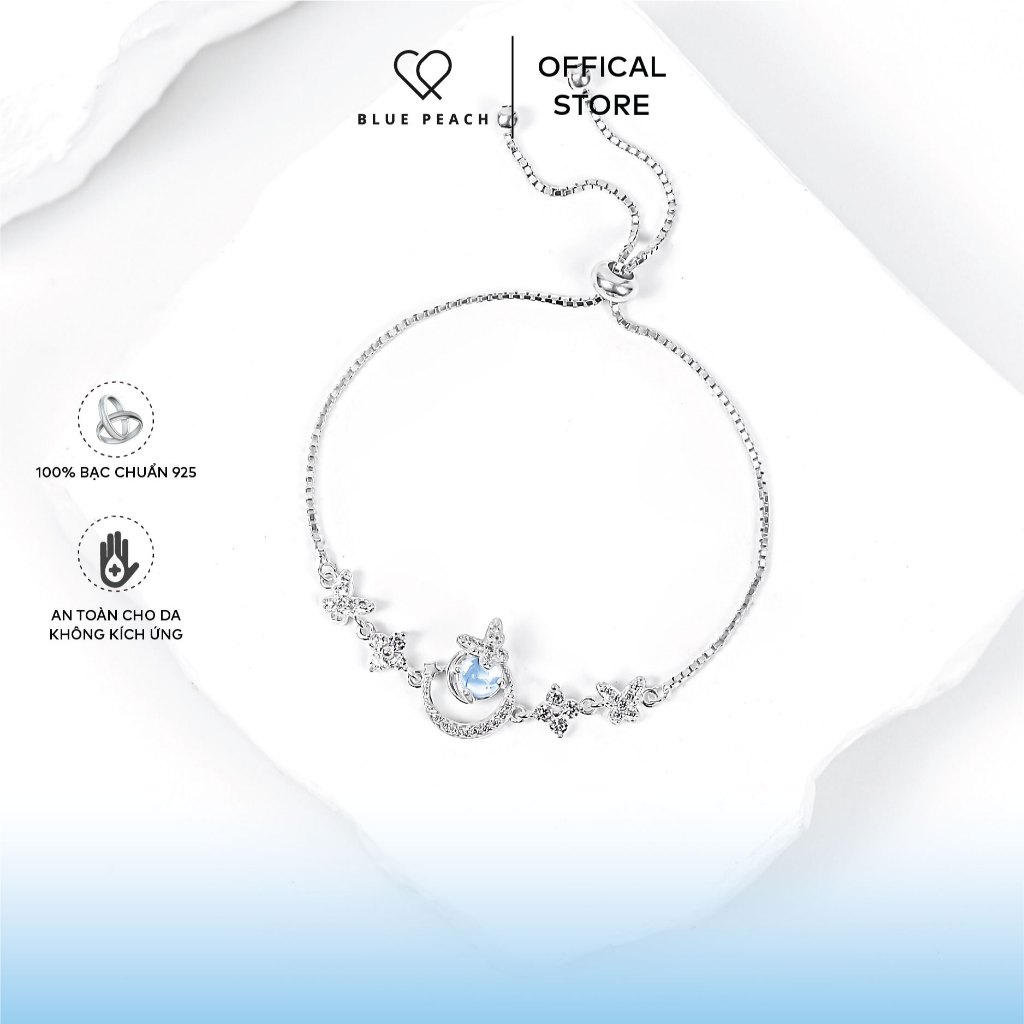 สร้อยข้อมือเงิน 925 Blue Peach LT Butterfly Drawstring - Moonstone LT777
